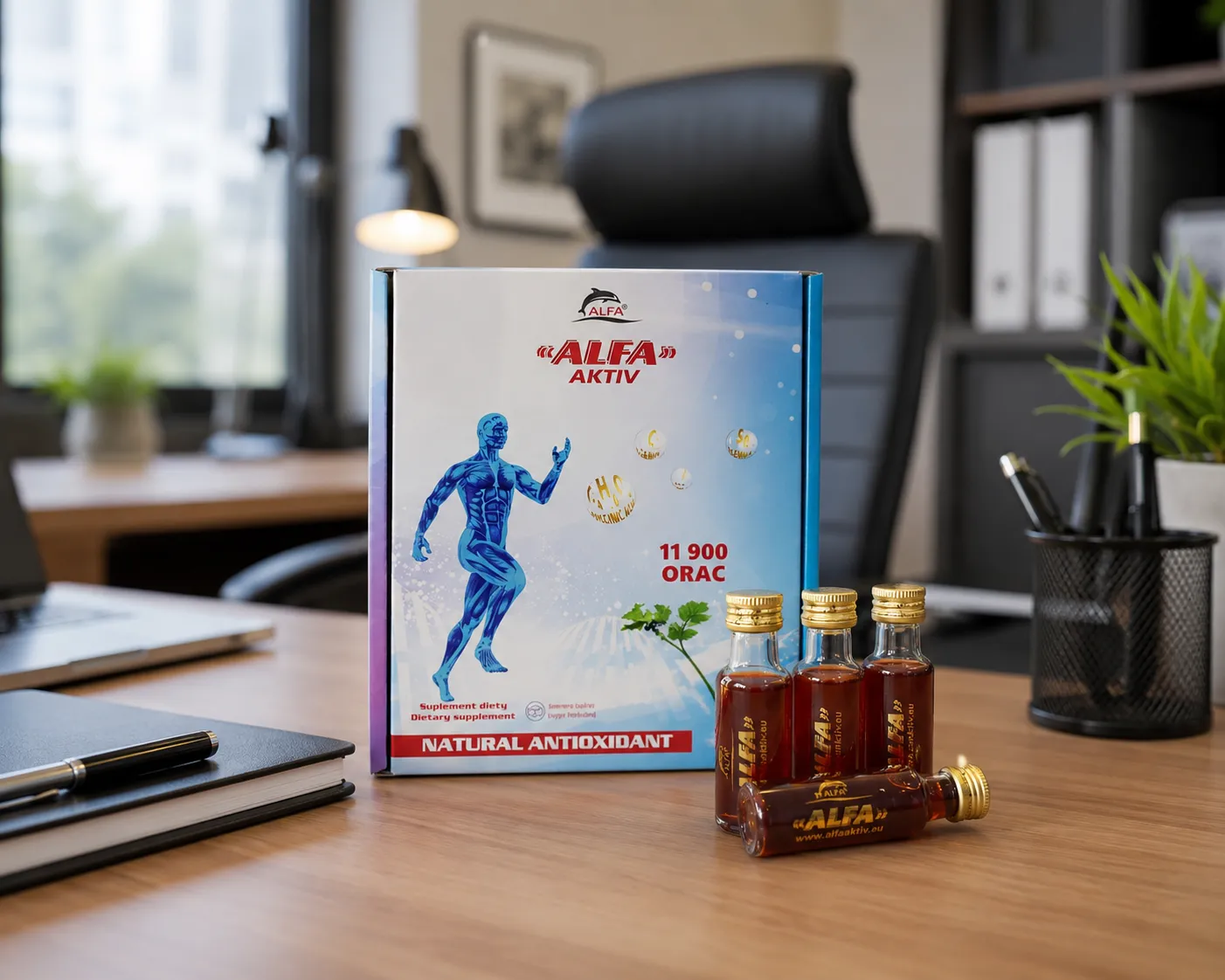 ALFA AKTIV na kancelarijskom stolu